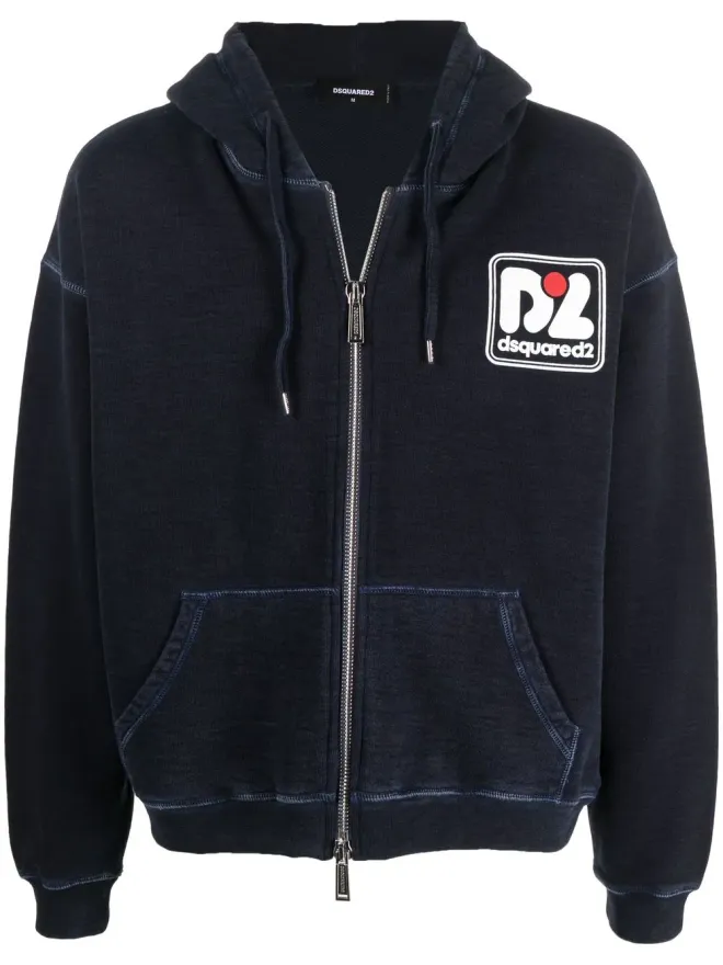 Dsquared2 DSQUARED2 ロゴプリント ジップアップフーディー - ブルーの商品画像