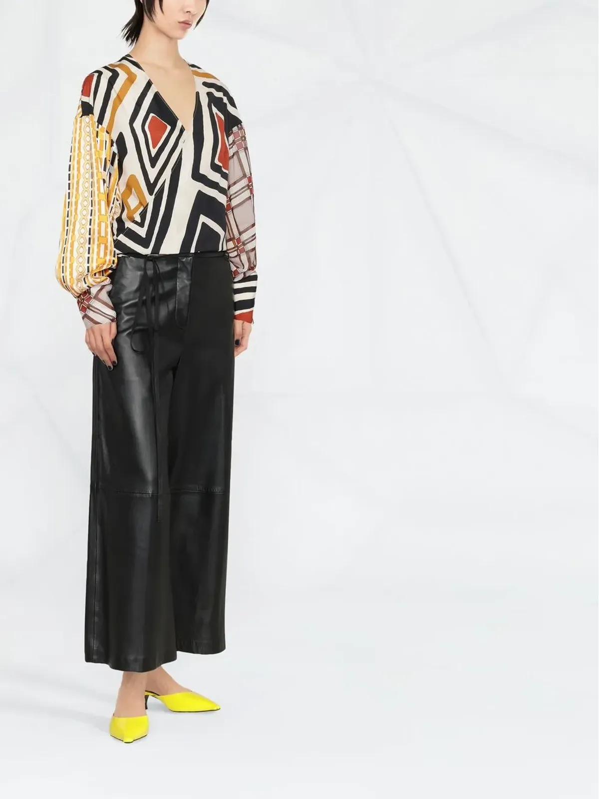 DSQUARED2 幾何学プリント ラップフロント ブラウス - 画像3