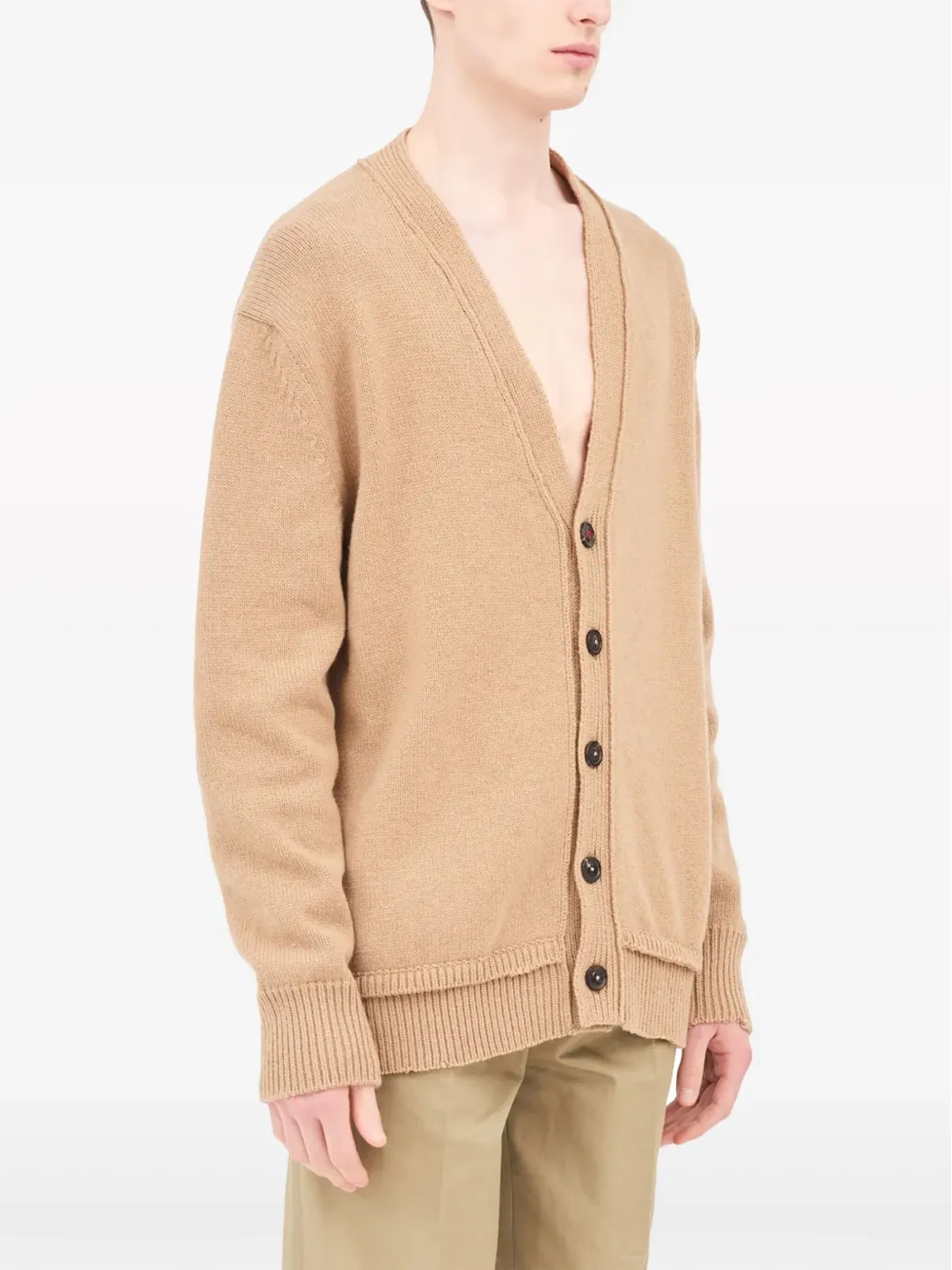 Maison Margiela Vネックエルボーパッチカーディガン - 画像3