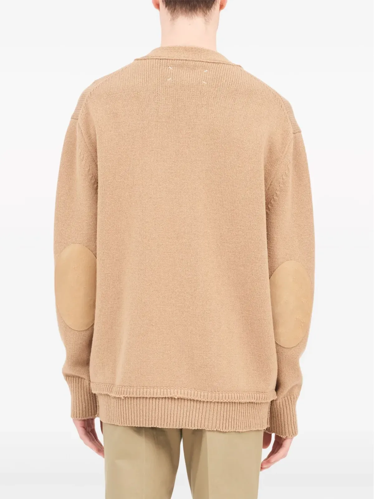 Maison Margiela Vネックエルボーパッチカーディガン - 画像4