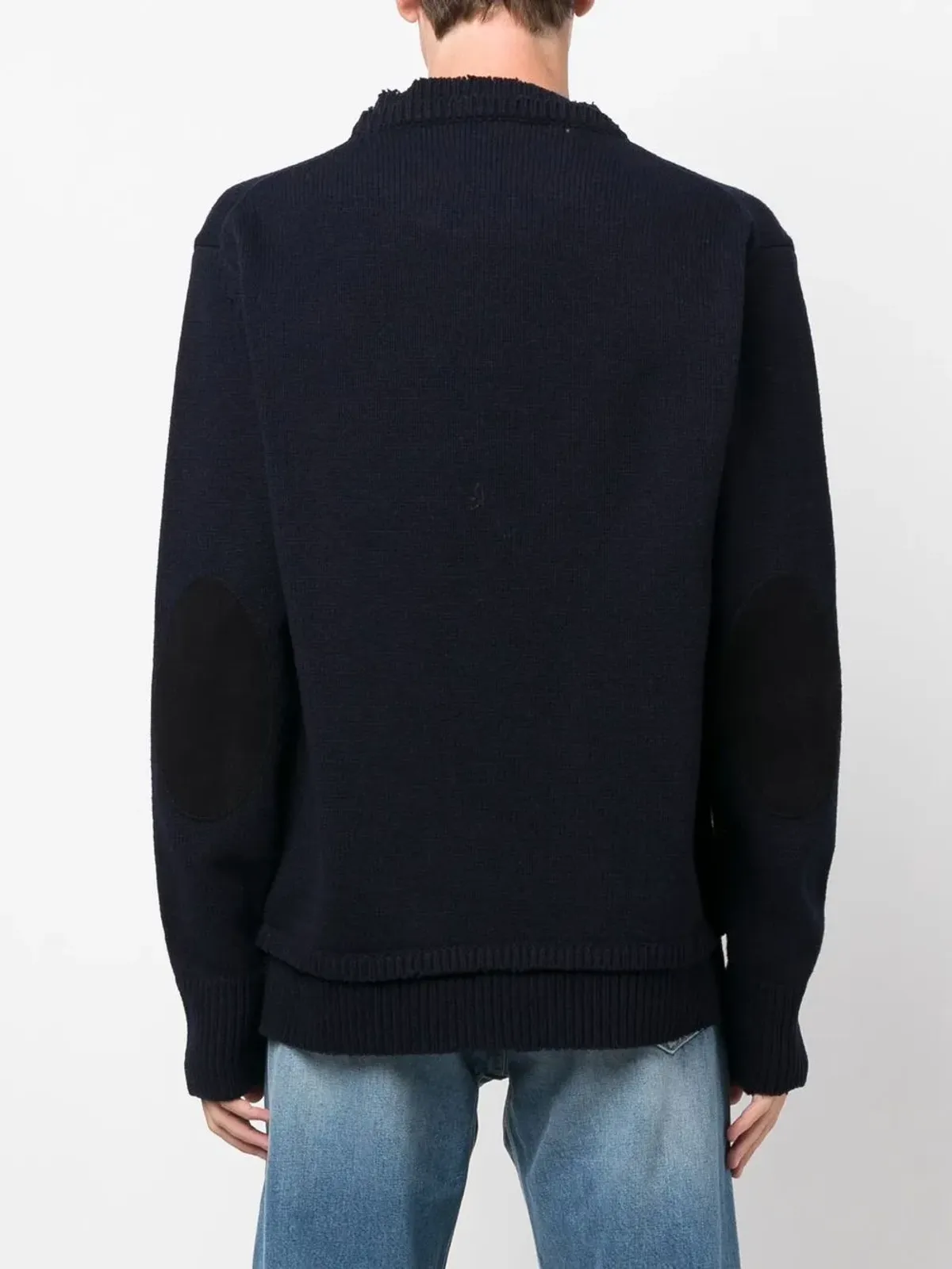 Maison Margiela エルボーパッチ付きニットジャンパー ブルー - 画像5
