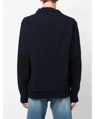Maison Margiela エルボーパッチ付きニットジャンパー ブルー - サムネイル5