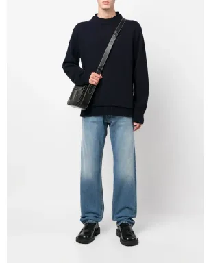 Maison Margiela エルボーパッチ付きニットジャンパー ブルー - サムネイル2