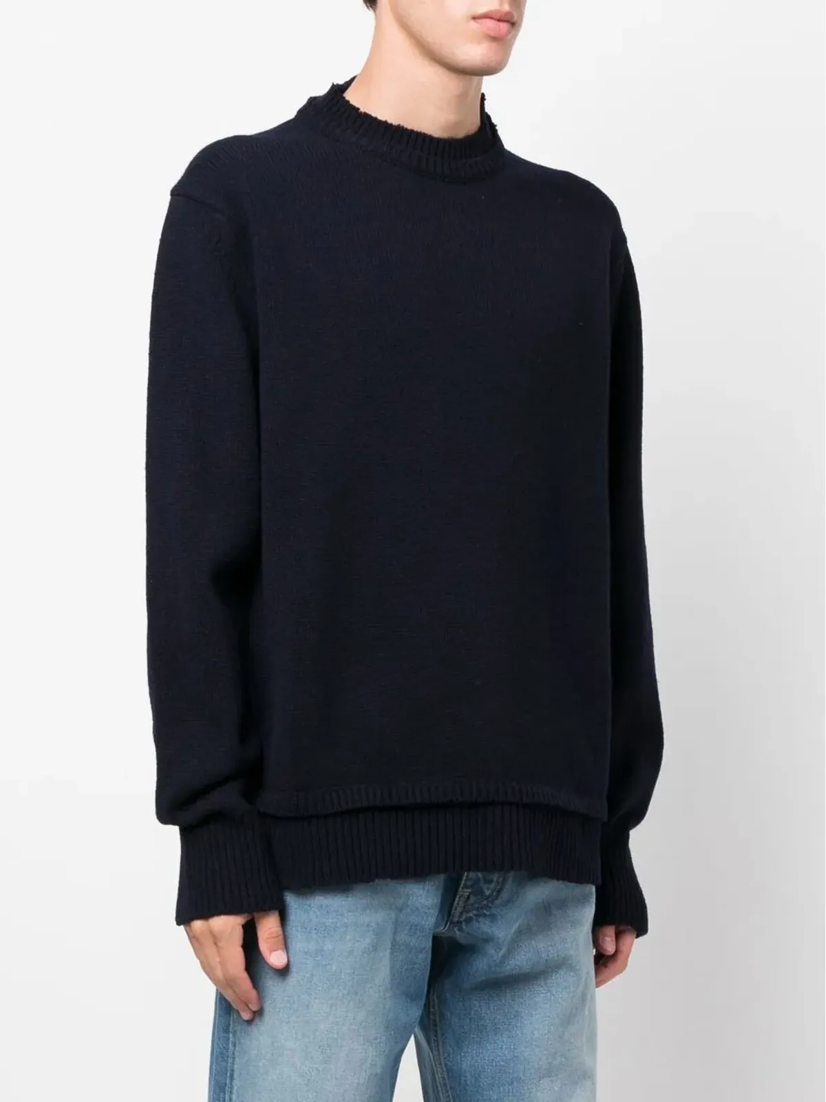 Maison Margiela エルボーパッチ付きニットジャンパー ブルー - 画像4