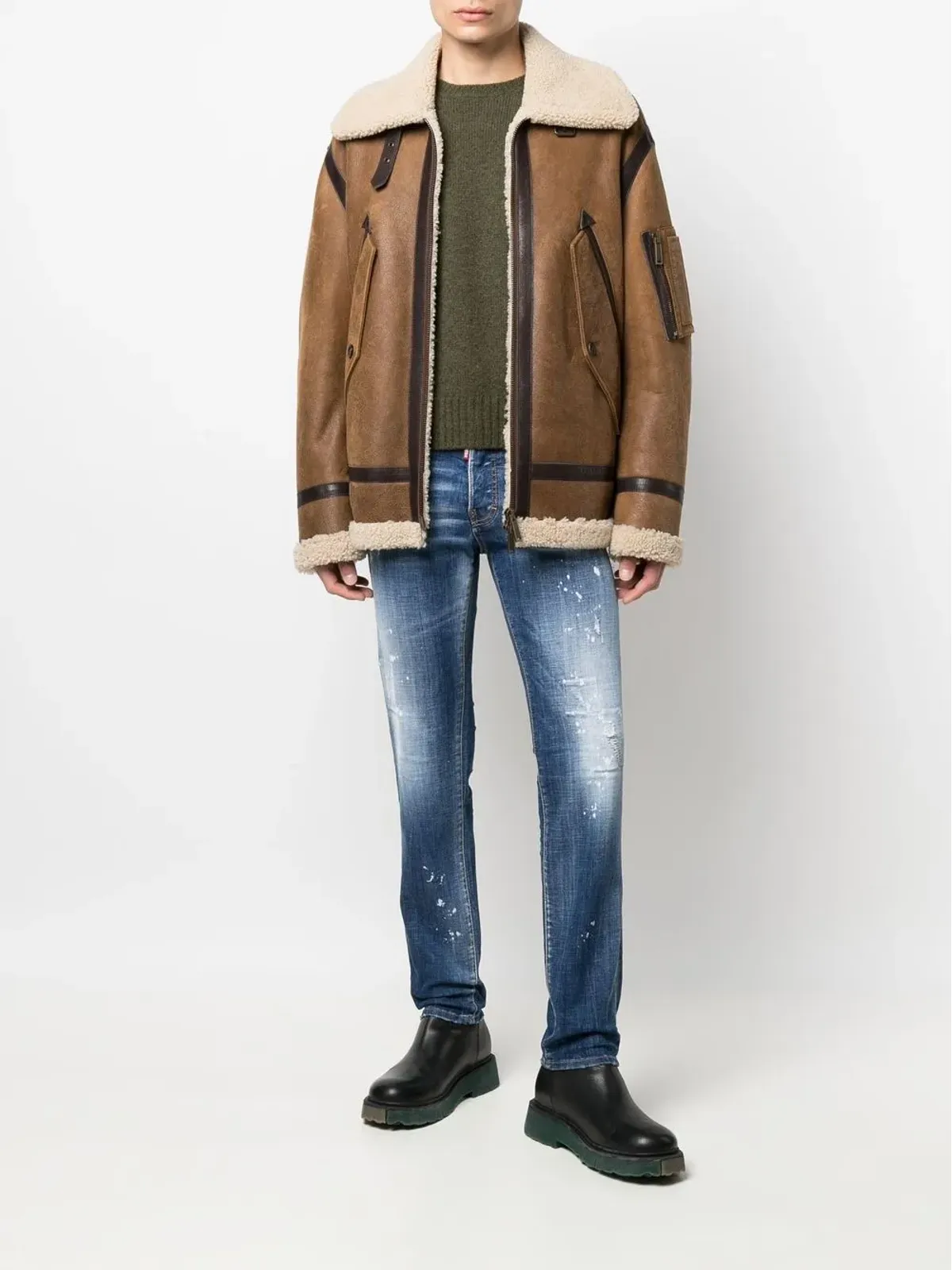 DSQUARED2 シアリングトリム バイカージャケット - 画像2
