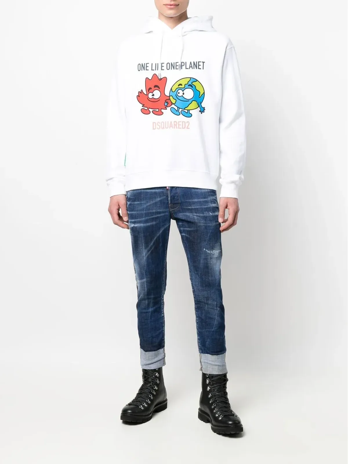 DSQUARED2 グラフィックプリント ドローストリング フーディ - 画像2