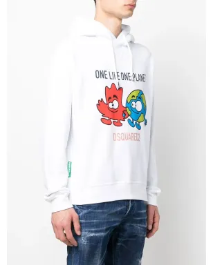 DSQUARED2 グラフィックプリント ドローストリング フーディ - サムネイル3