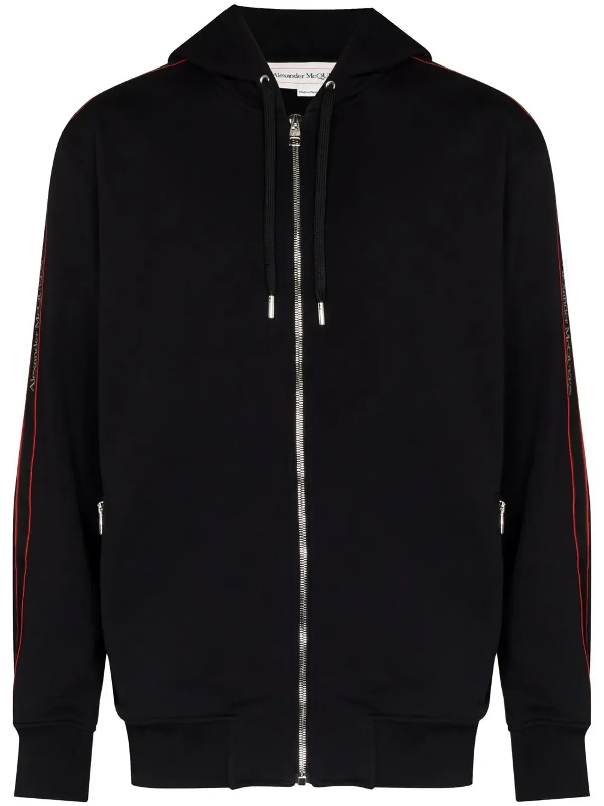 Alexander McQueen ロゴテープ ジップアップフーディ - ブラック - 画像1