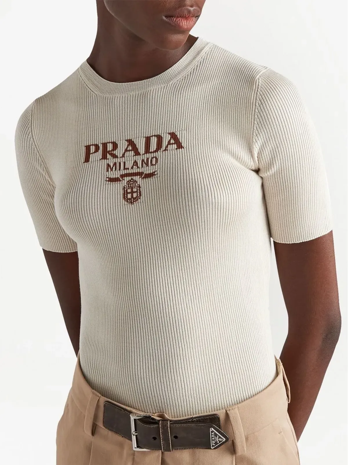 Prada ロゴインターシャ シルク ジャンパー - 画像3