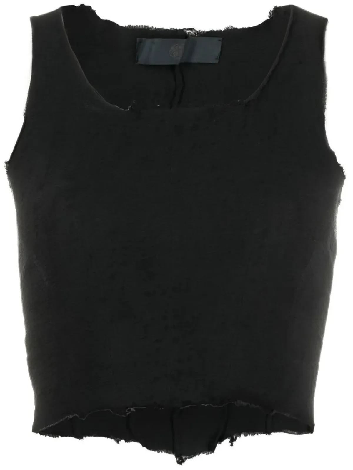 Marc Le Bihan raw-edge cropped top - Black - 画像1