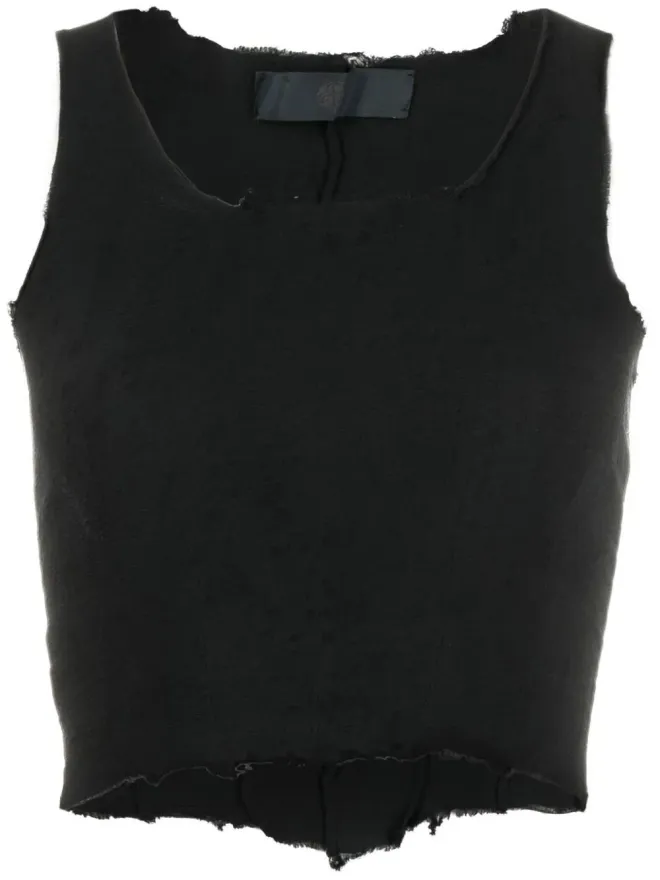 Marc Le Bihan Marc Le Bihan raw-edge cropped top - Blackの商品画像