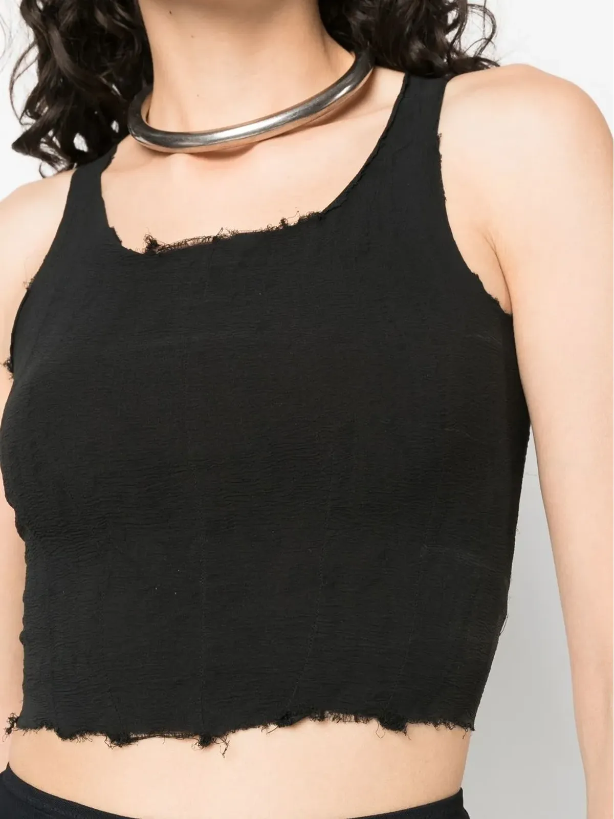 Marc Le Bihan raw-edge cropped top - Black - 画像5