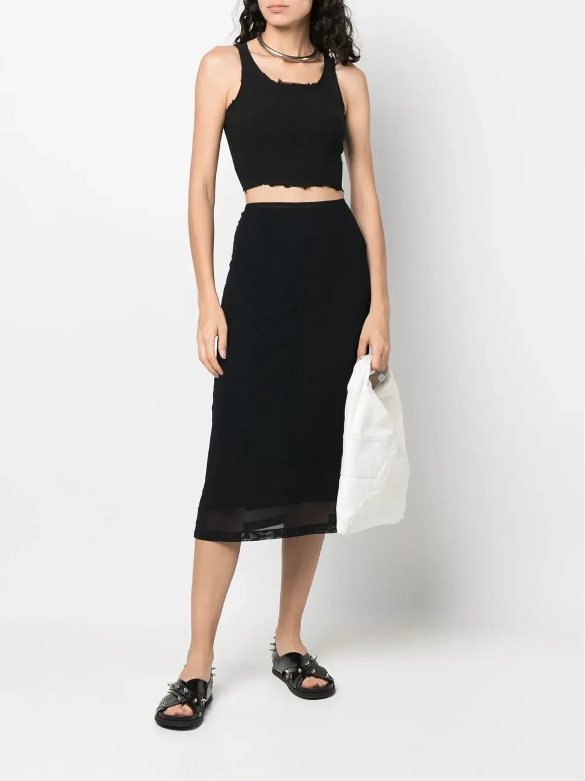 Marc Le Bihan raw-edge cropped top - Black - 画像2