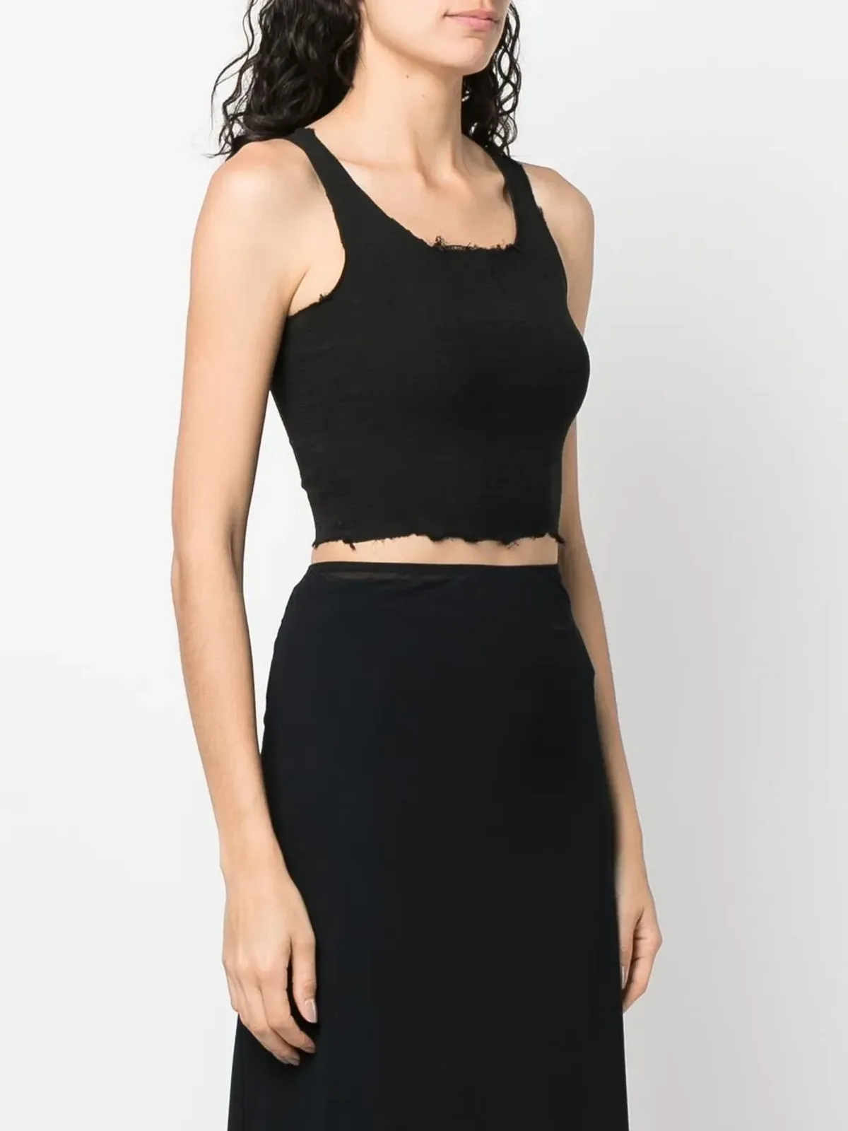 Marc Le Bihan raw-edge cropped top - Black - 画像3