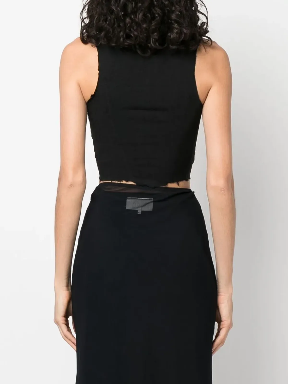 Marc Le Bihan raw-edge cropped top - Black - 画像4