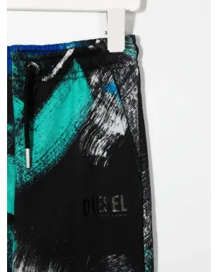 Diesel Kids タイダイ柄ドローストリングパンツ（ブラック） - サムネイル3