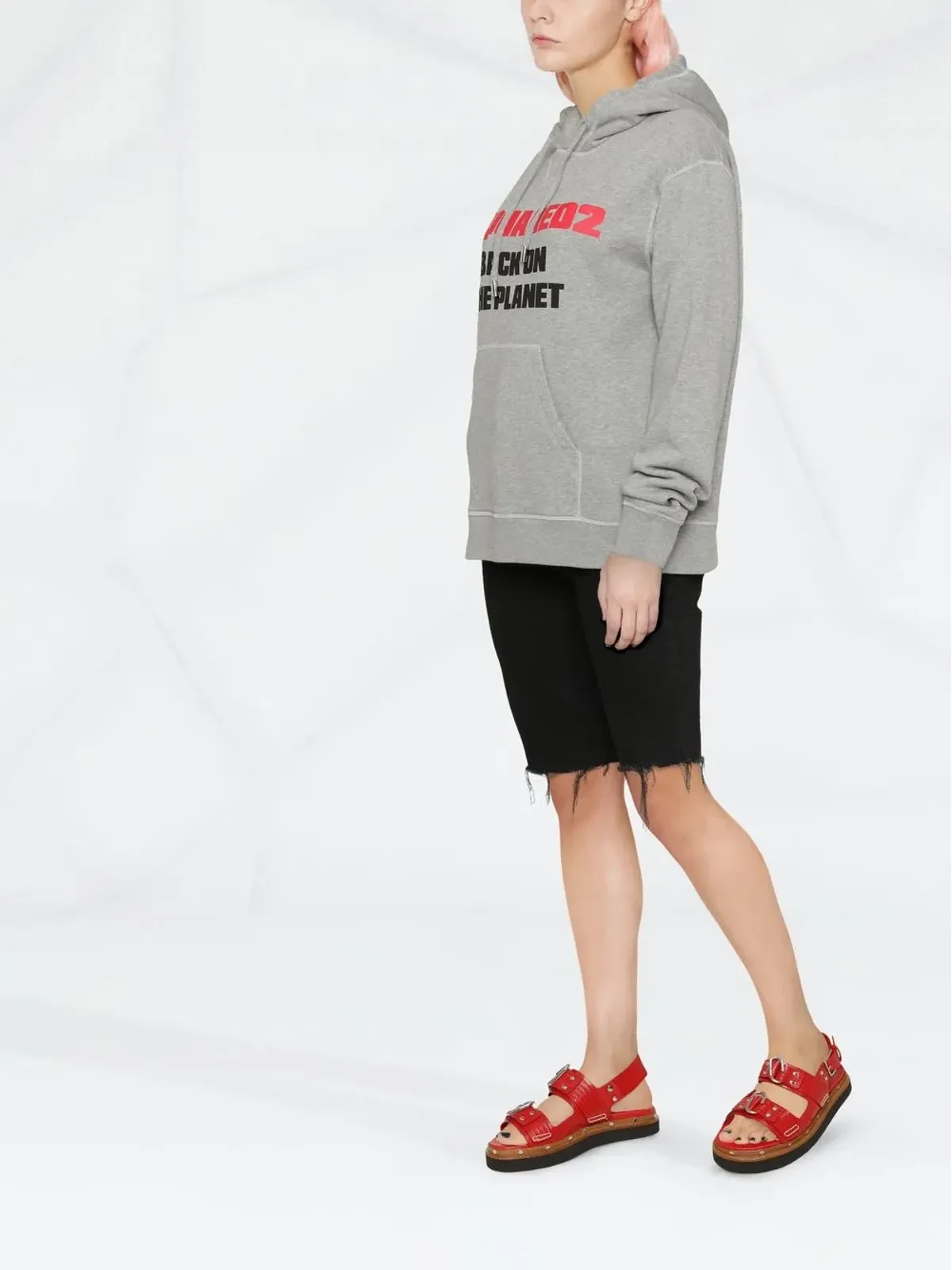 DSQUARED2 スローガンプリント フーディ - グレー - 画像3
