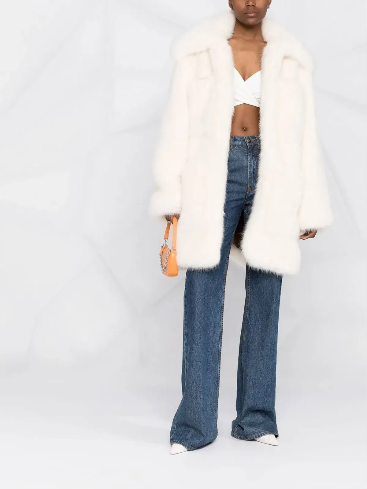 DSQUARED2 ファーオーバーサイズコート - White - 画像2
