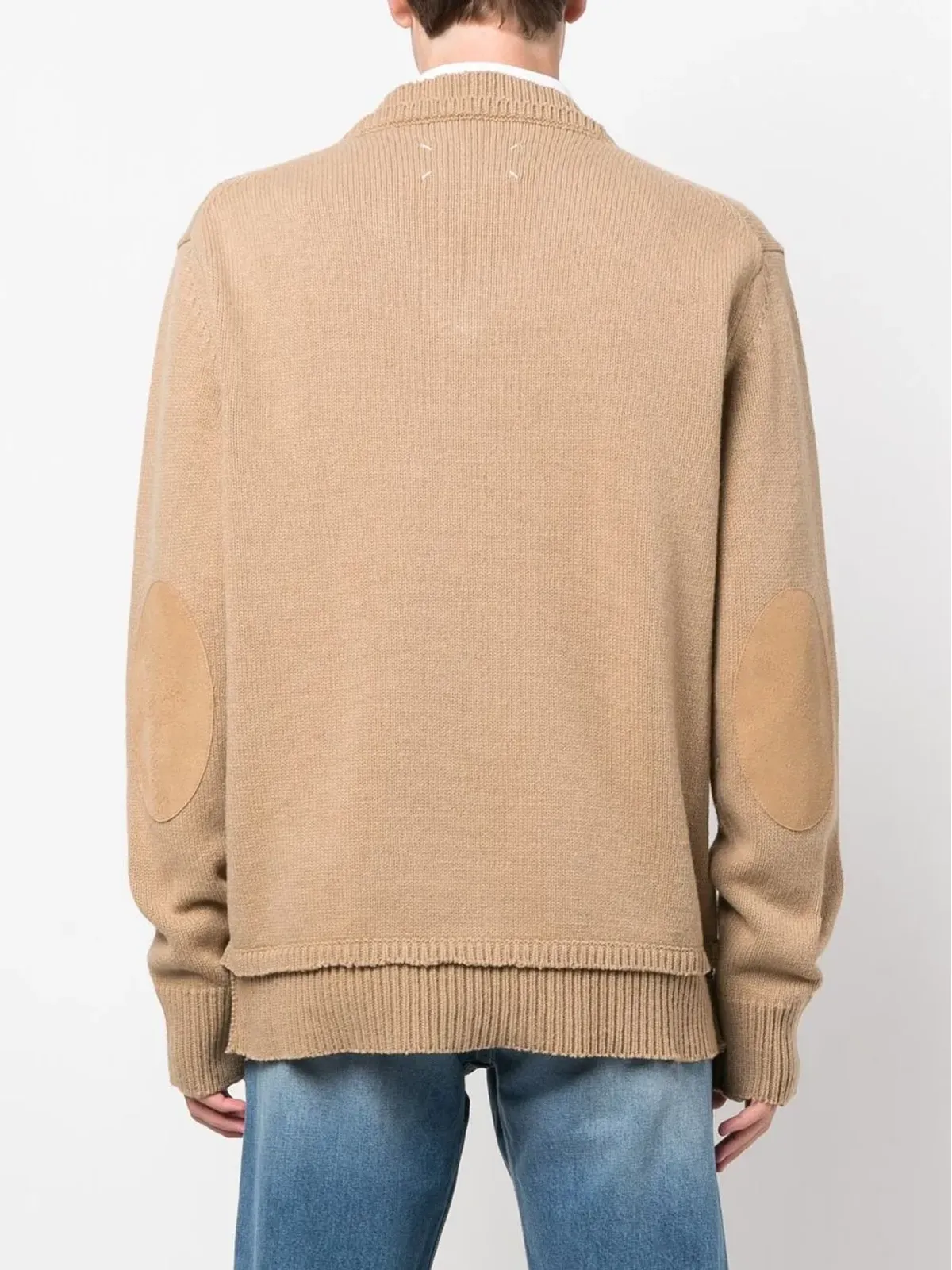 Maison Margiela Vネック エルボーパッチ ジャンパー - 画像5