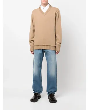 Maison Margiela Vネック エルボーパッチ ジャンパー - サムネイル2
