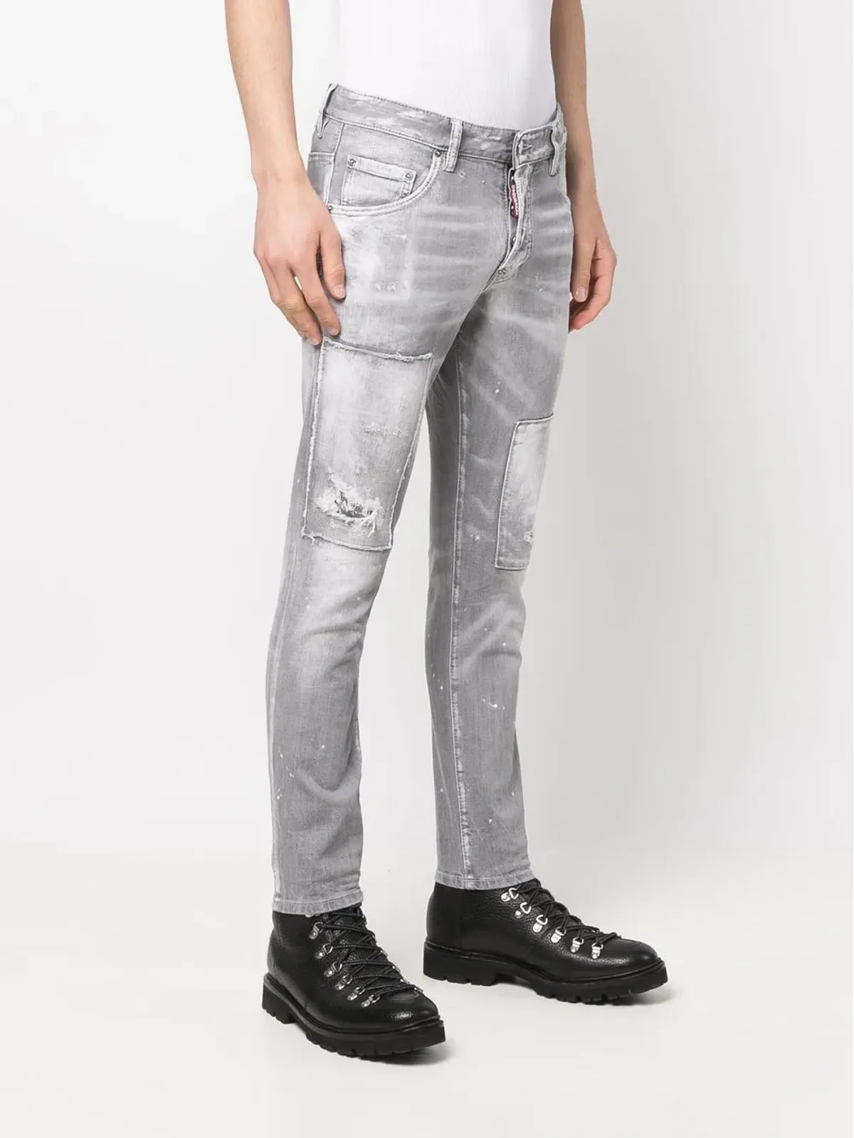 DSQUARED2 ディストレスド スキニー ジーンズ グレー - 画像3