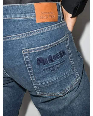 Alexander McQueen 刺繍ロゴ入りストレートジーンズ - サムネイル4