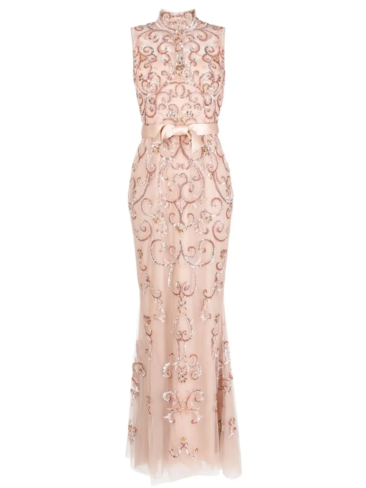 Zuhair Murad ハイネック装飾ガウン（ピンク） - 画像1