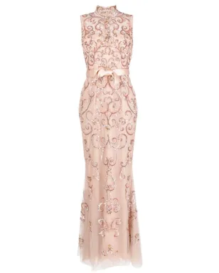 Zuhair Murad ハイネック装飾ガウン（ピンク） - サムネイル1