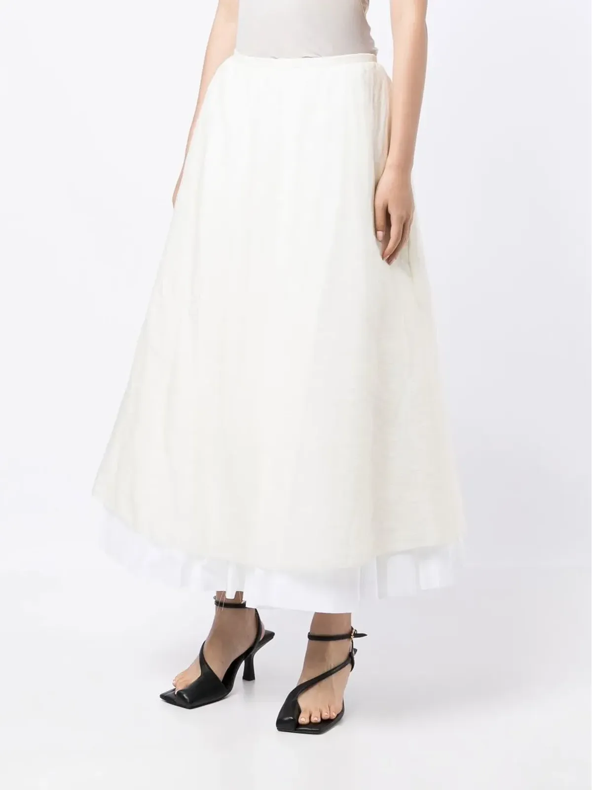 KHAITE Luca A-line midi skirt - White - 画像3