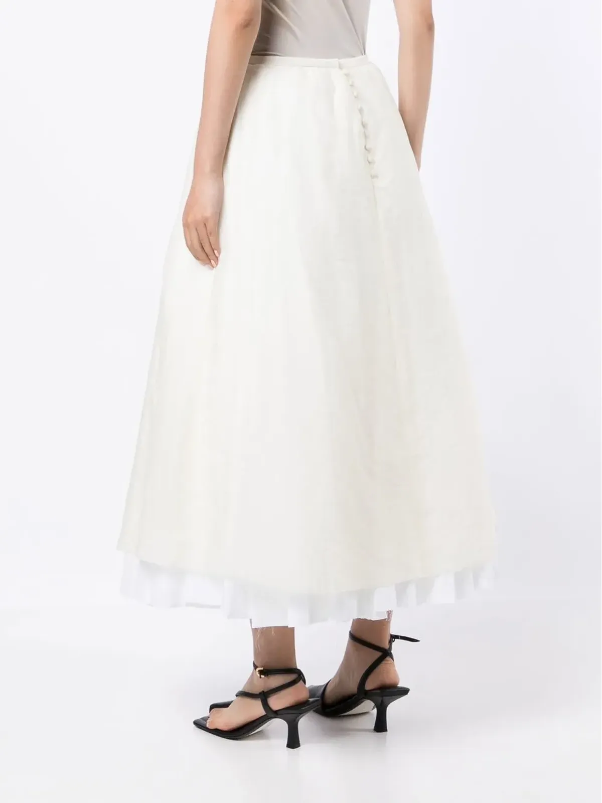 KHAITE Luca A-line midi skirt - White - 画像4