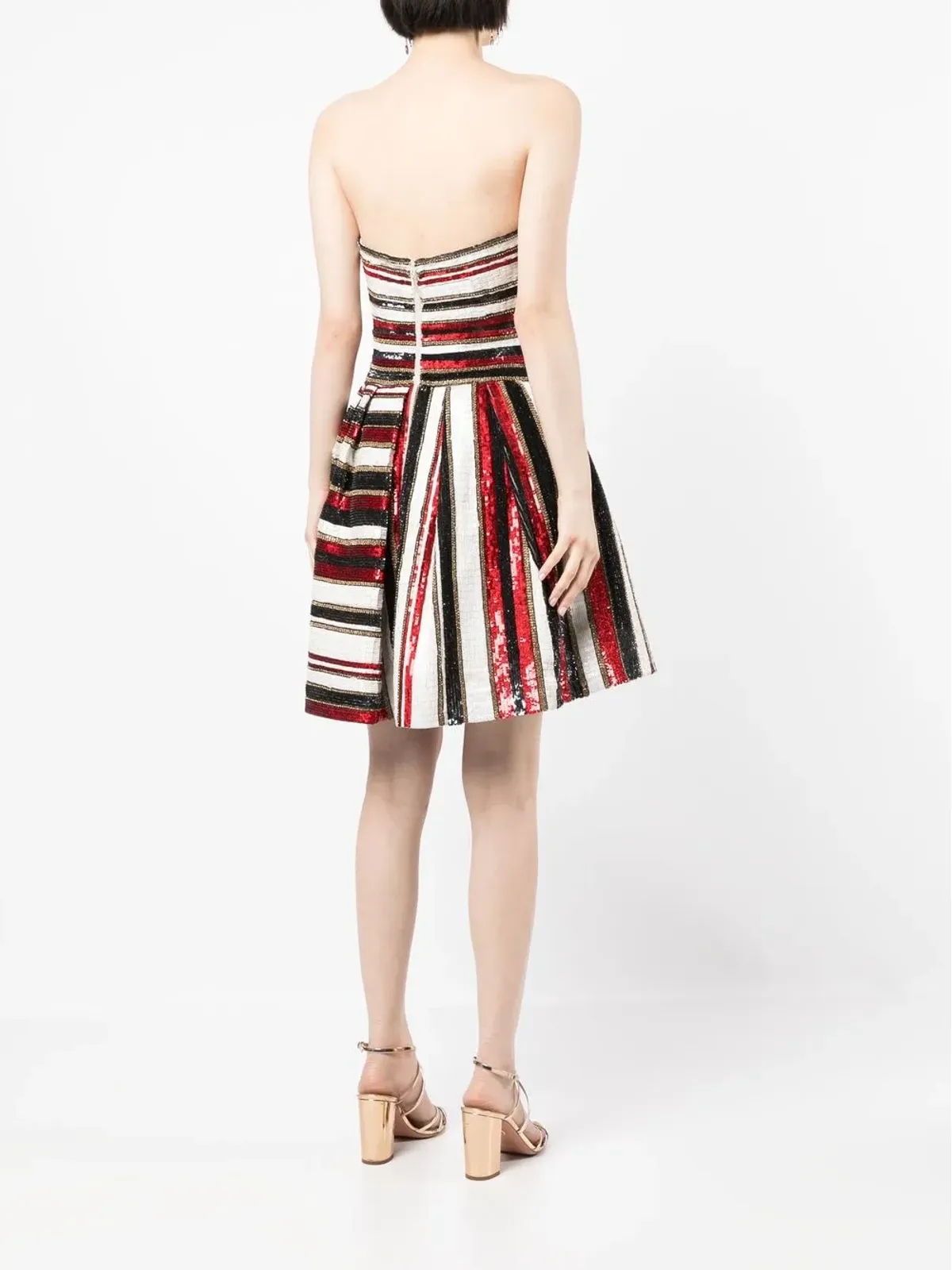 Zuhair Murad スパンコール付きストライプ柄ミニドレス - レッド - 画像4