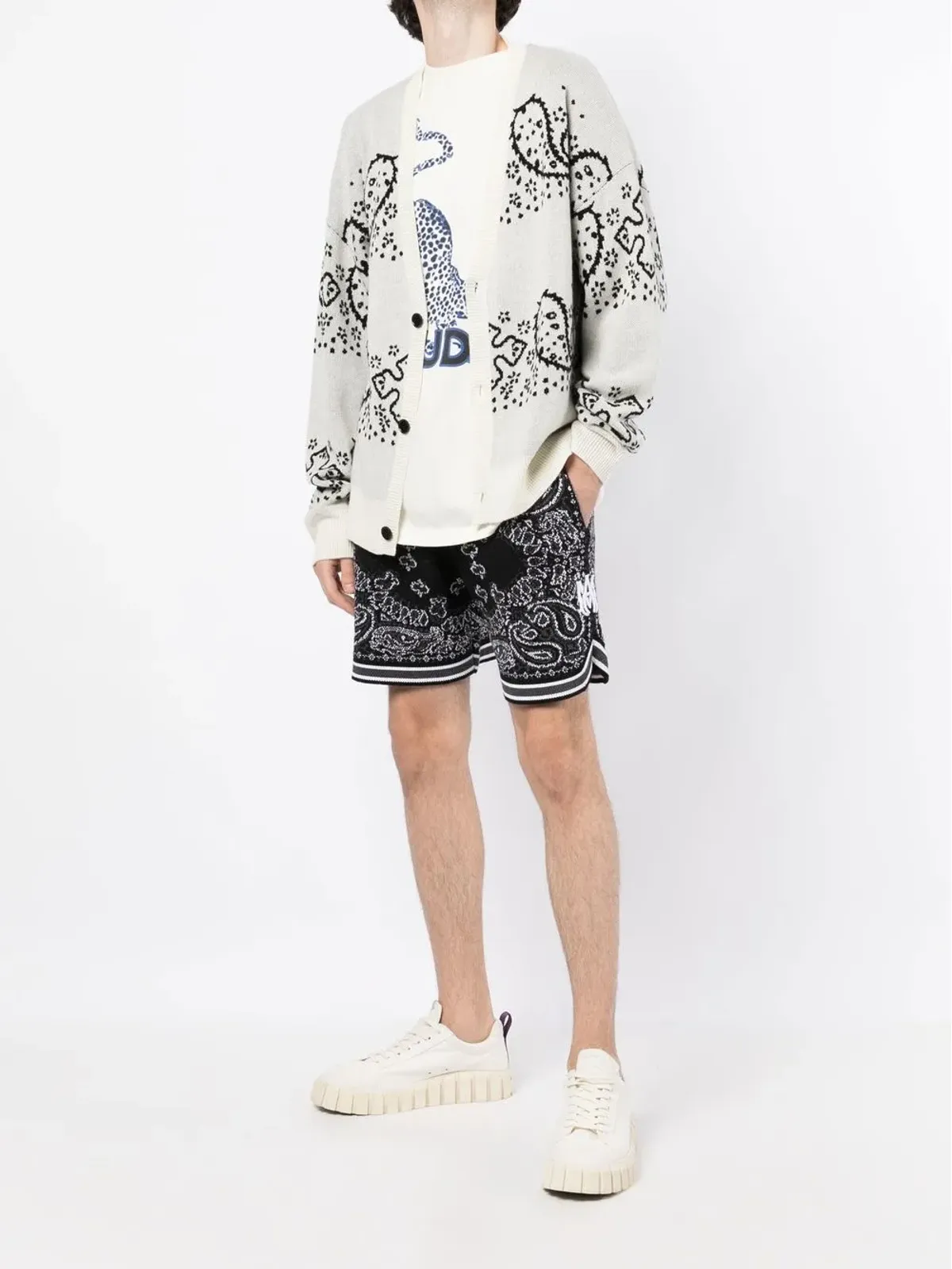 RHUDE バンダナ柄ストライプニットカーディガン - 画像2
