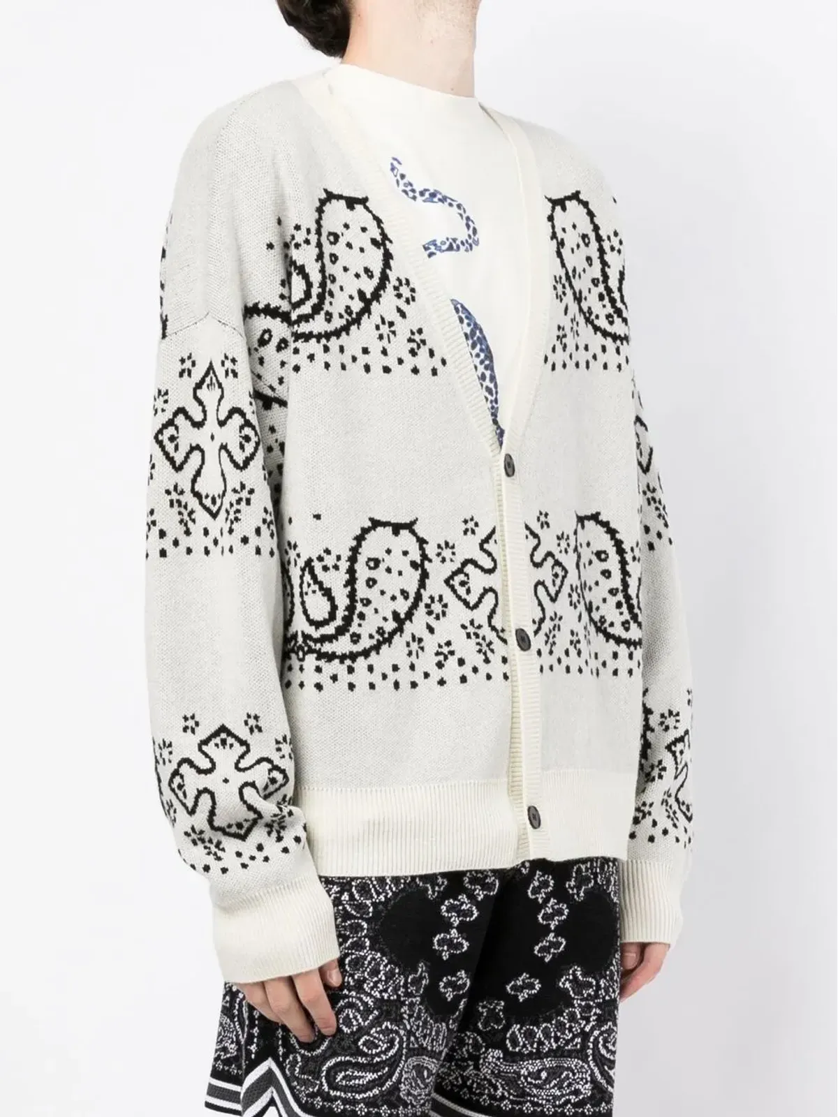 RHUDE バンダナ柄ストライプニットカーディガン - 画像3