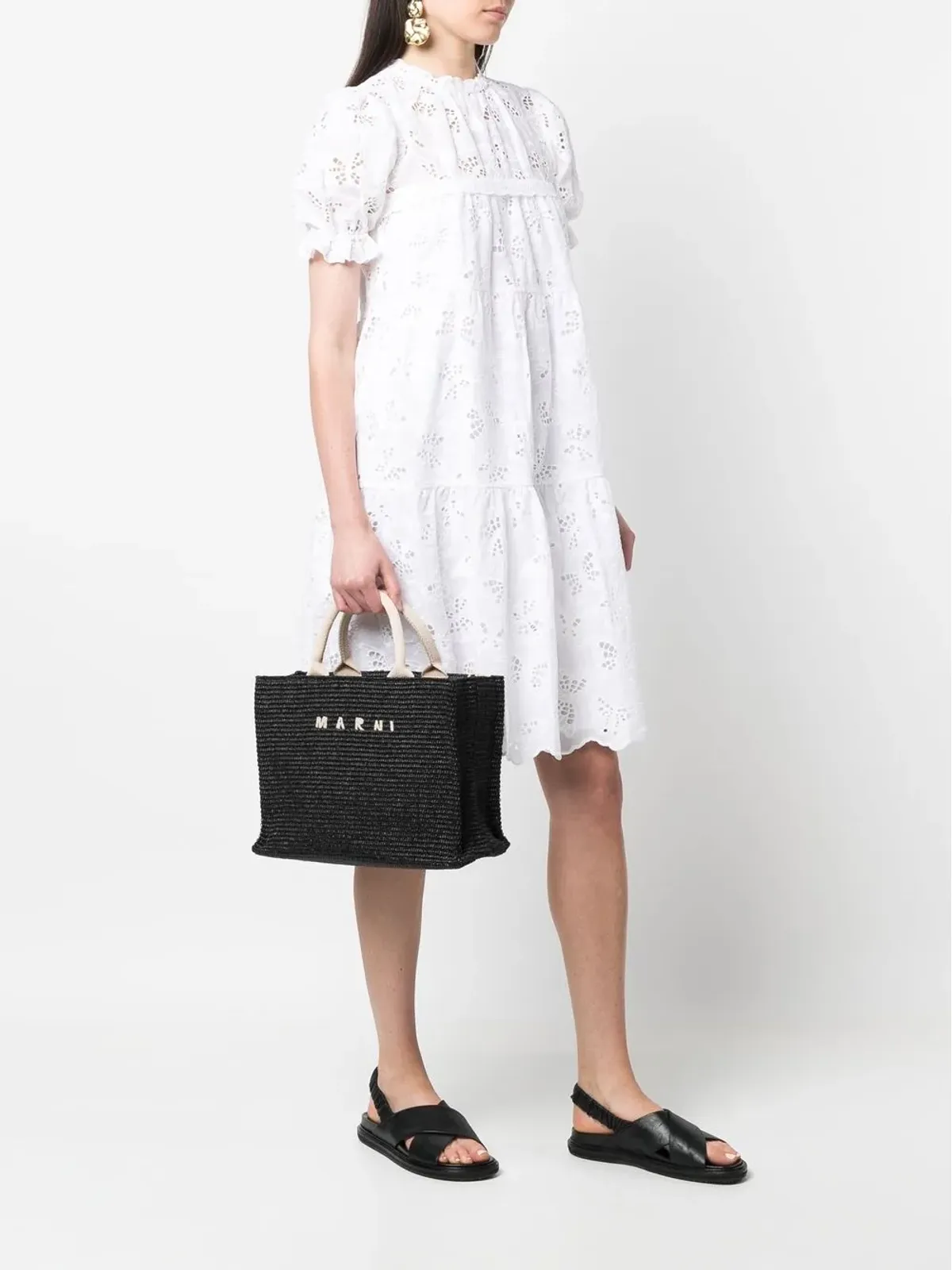 Marni ロゴ入りラフィア トートバッグ - 画像2