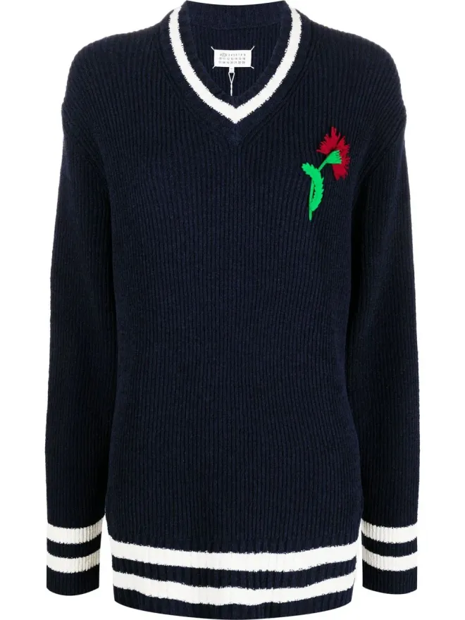 Maison Margiela Maison Margiela 花柄刺繍 Vネック ジャンパーの商品画像