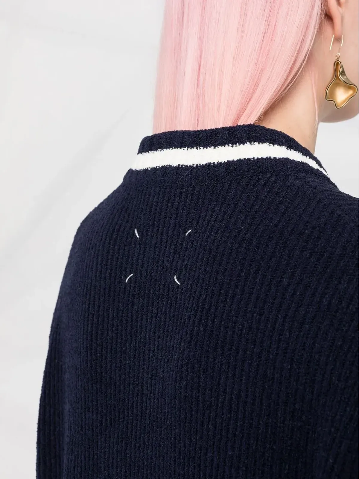 Maison Margiela 花柄刺繍 Vネック ジャンパー - 画像5