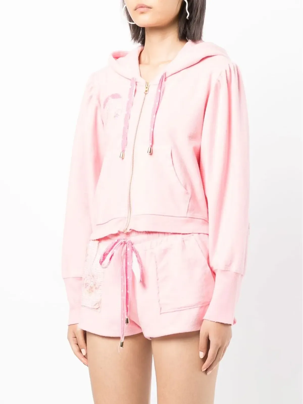 LoveShackFancy Hasana zip-up アップリケ付きフーディー - 画像3