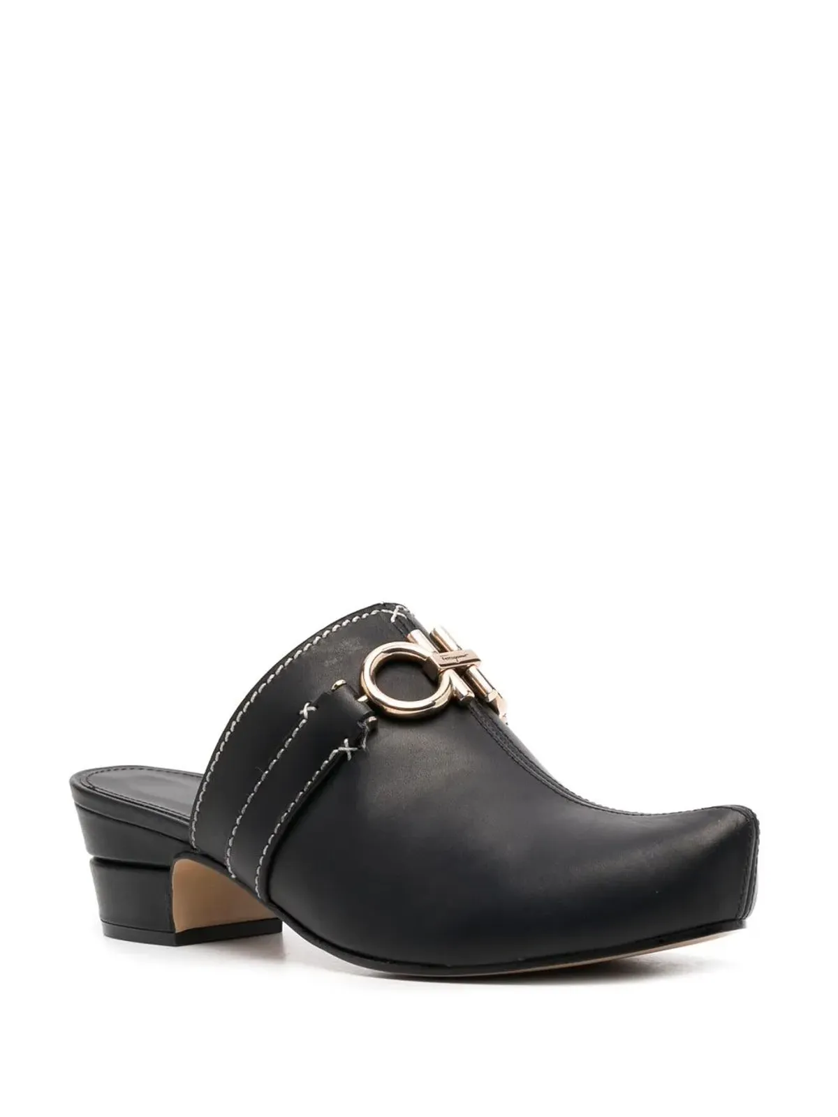 Ferragamo Gancini レザー ミュール - ブラック - 画像2