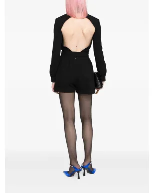 Saint Laurent オープンバック ベルト付き ロンパース - ブラック - サムネイル4