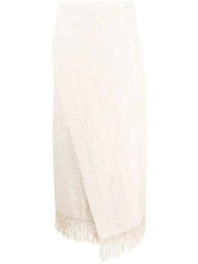 Jil Sander Jil Sander フリンジ付きラップ風ミディスカートの商品画像