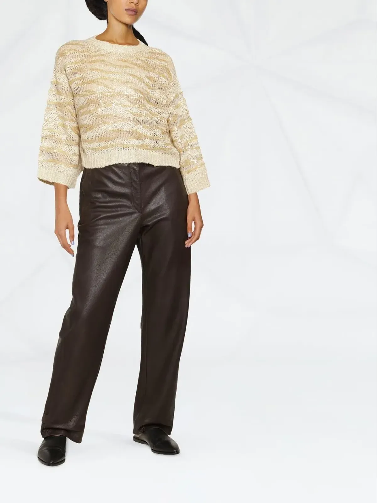 Brunello Cucinelli シークイン付きクロップドセーター - 画像2