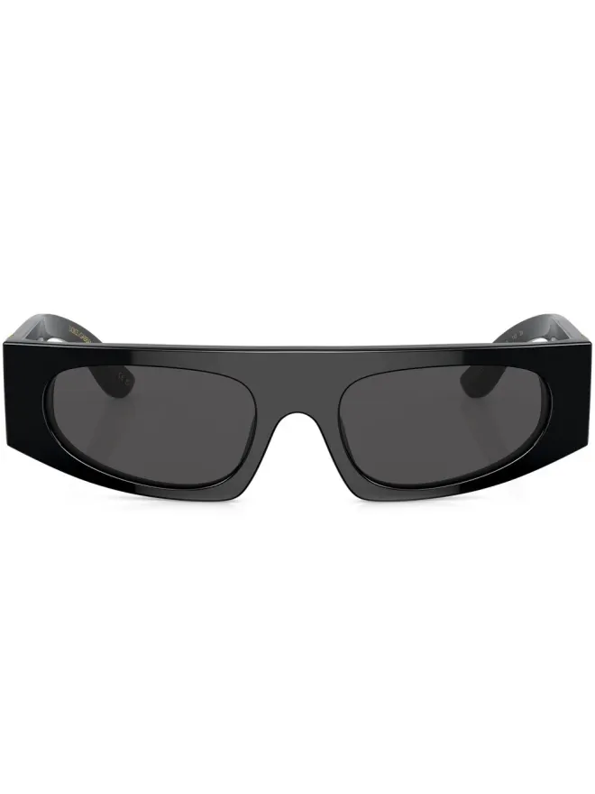 Dolce & Gabbana Eyewear Dolce & Gabbana Eyewear ロゴプレート付き矩形フレームサングラス - ブラックの商品画像
