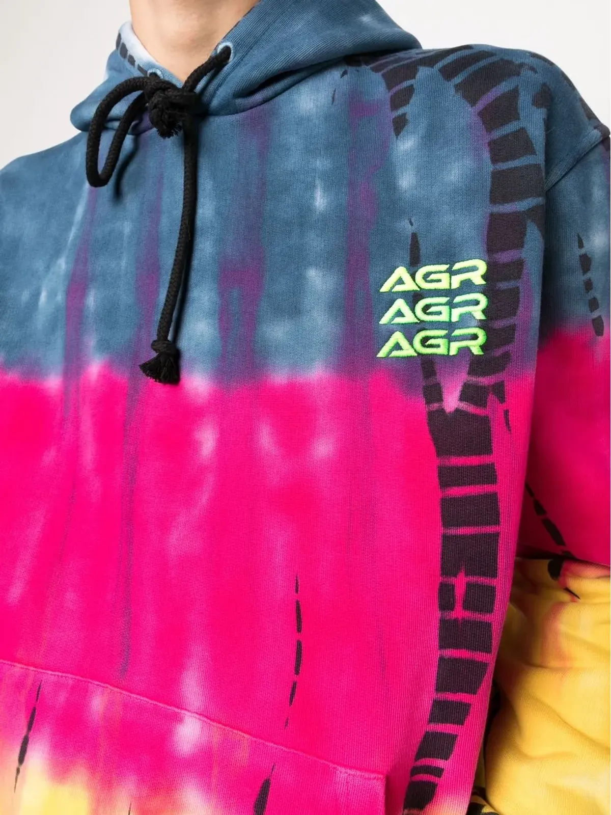 AGR タイダイ柄コットンフーディ - ブルー - 画像5