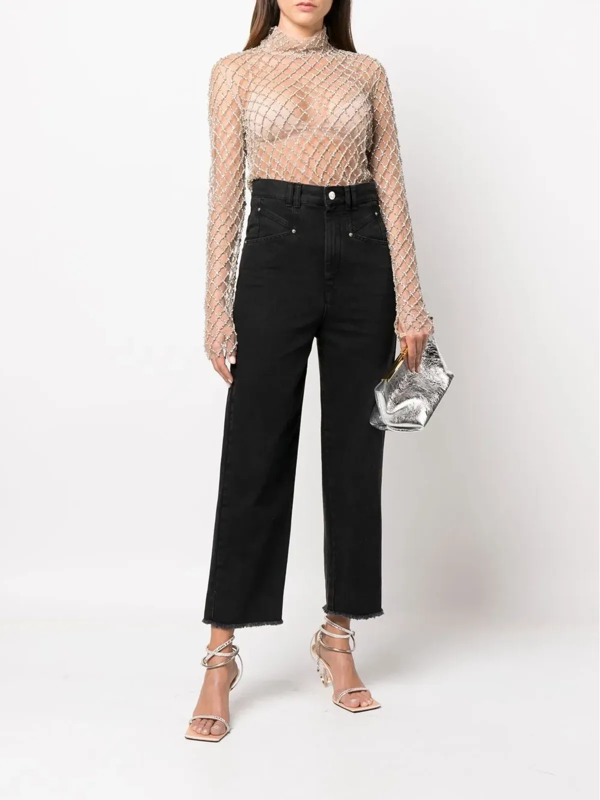 ISABEL MARANT シアークリスタル装飾メッシュトップ - 画像2