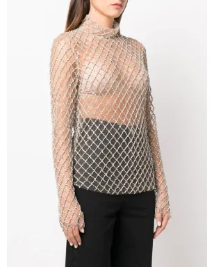 ISABEL MARANT シアークリスタル装飾メッシュトップ - サムネイル3