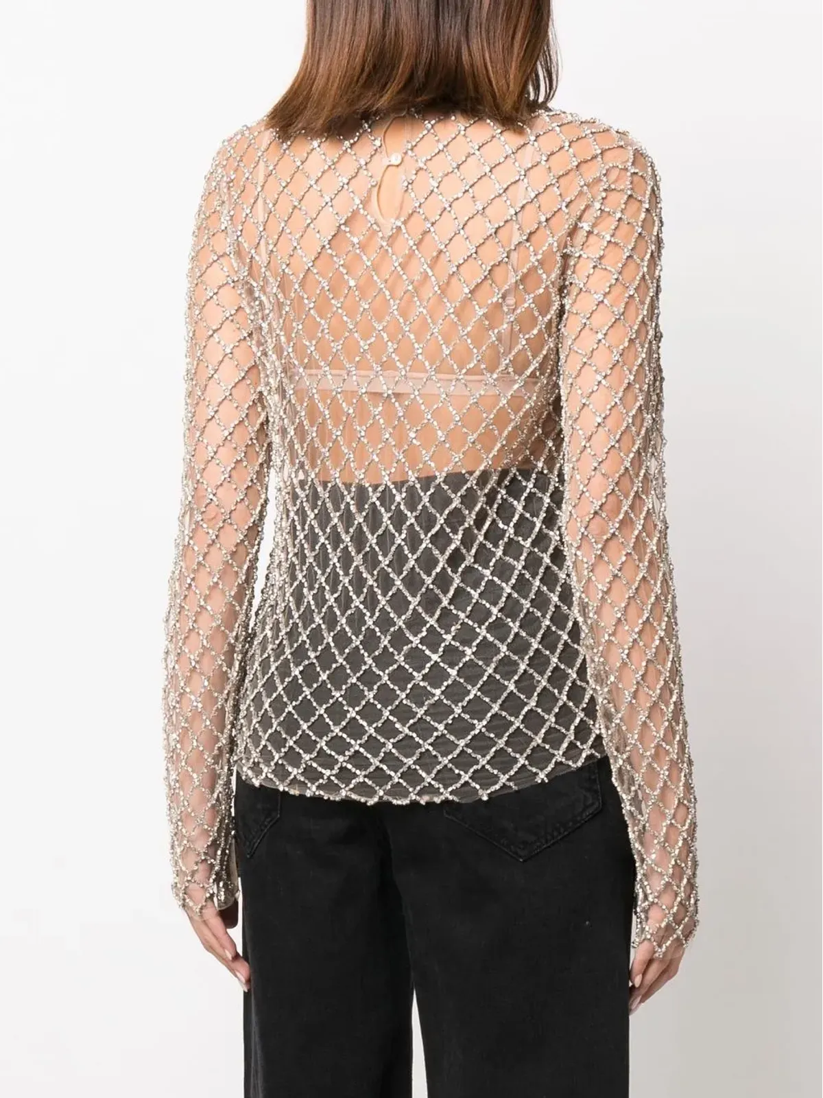 ISABEL MARANT シアークリスタル装飾メッシュトップ - 画像4
