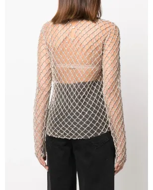 ISABEL MARANT シアークリスタル装飾メッシュトップ - サムネイル4