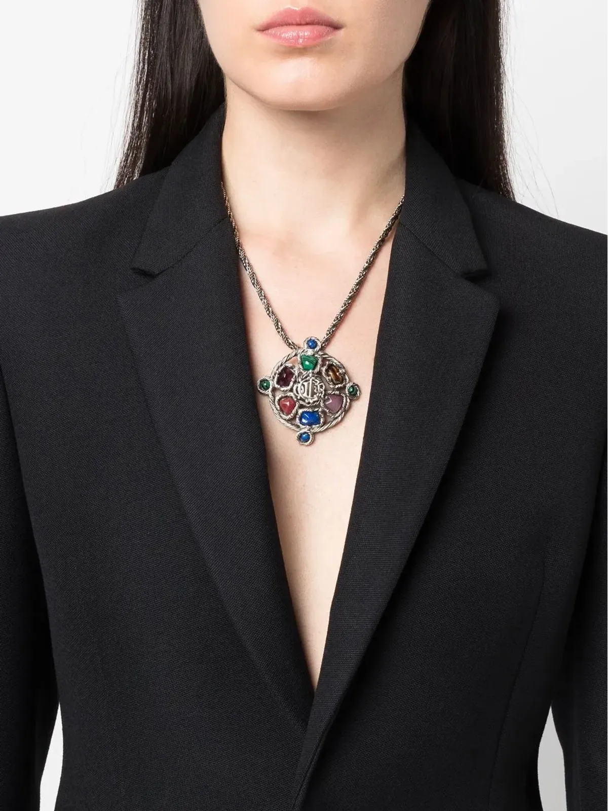 Christian Dior Pre-Owned 1980年代 ストーンをちりばめた ペンダントネックレス - 画像2
