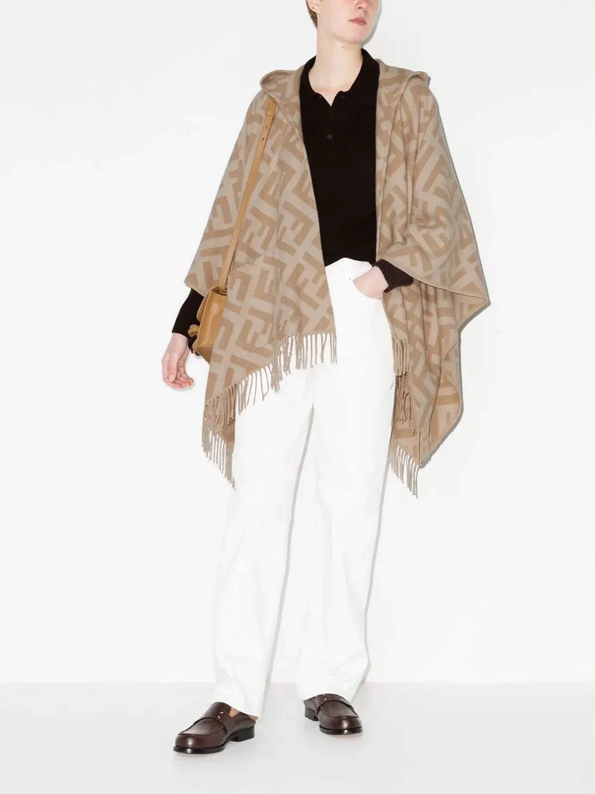 FENDI FFロゴ インターシャ カシミヤ ポンチョ - 画像2