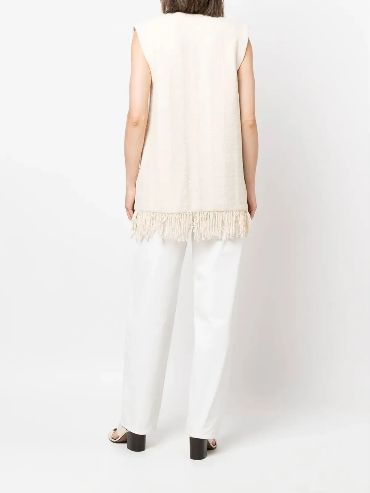 Jil Sander フリンジ付きVネックベストトップ - 画像4